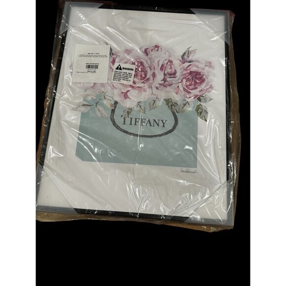 TIFFANY & CO SHOPPING BAG PICTURE WITH BLACK FRAME. 16 1/4" X 20". - Picture 1 of 6